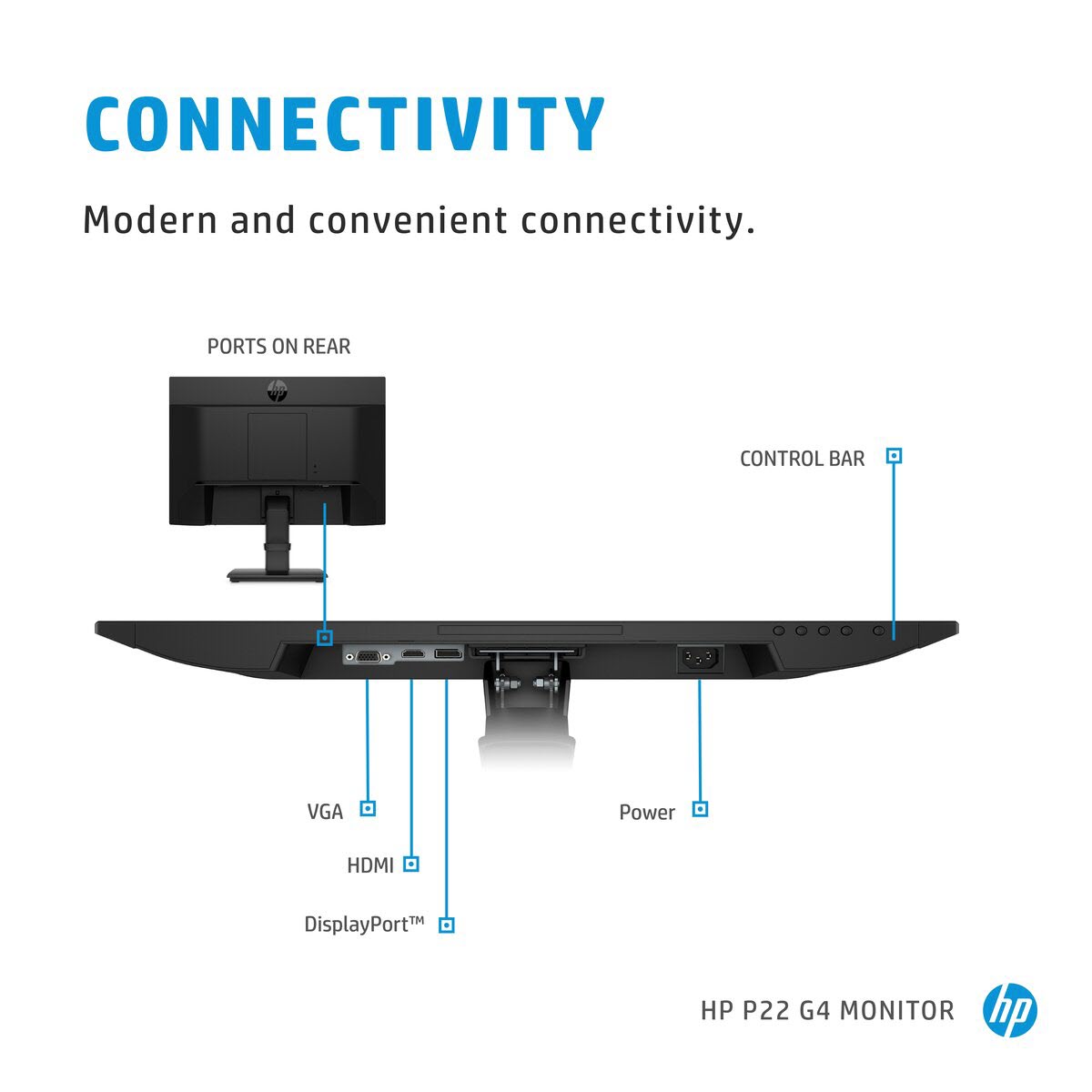 HP P22H G4 Monitor - Connectivity